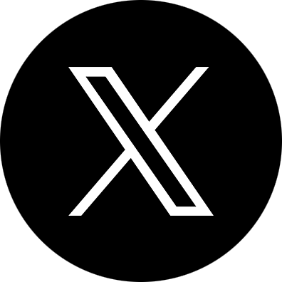 X logo Circle white on blk background